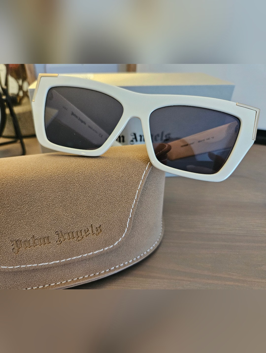 New - Palm Angels White & Gold Unisexy Sunglasses